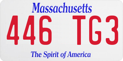 MA license plate 446TG3