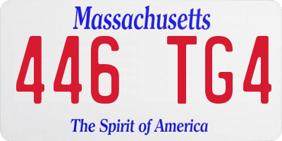 MA license plate 446TG4