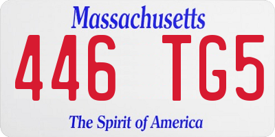 MA license plate 446TG5