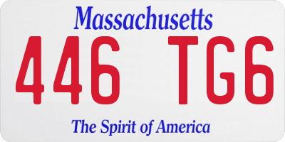 MA license plate 446TG6