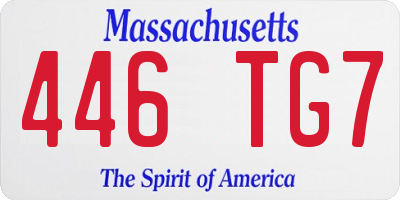 MA license plate 446TG7
