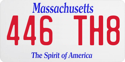 MA license plate 446TH8