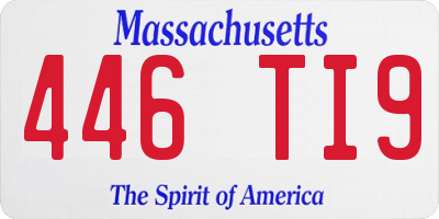 MA license plate 446TI9