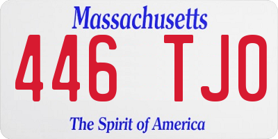 MA license plate 446TJ0