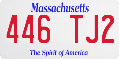 MA license plate 446TJ2