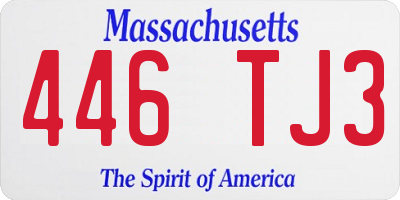 MA license plate 446TJ3