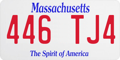 MA license plate 446TJ4