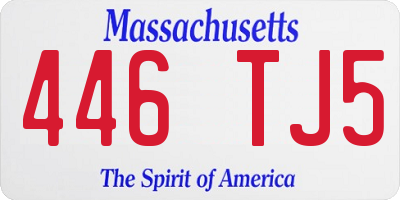 MA license plate 446TJ5