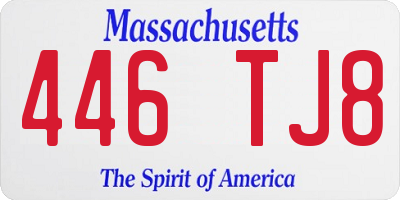 MA license plate 446TJ8