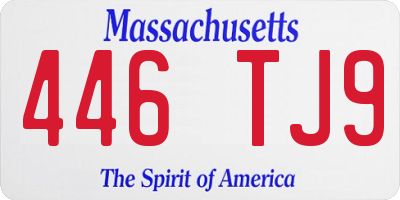 MA license plate 446TJ9