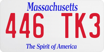 MA license plate 446TK3