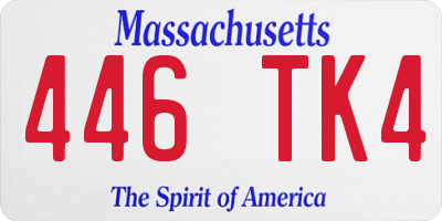 MA license plate 446TK4