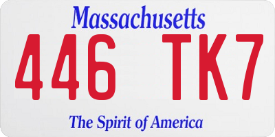 MA license plate 446TK7