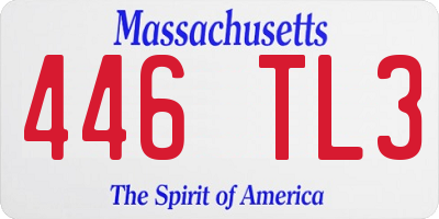 MA license plate 446TL3