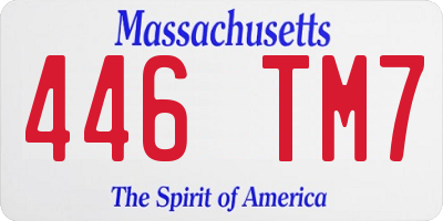 MA license plate 446TM7