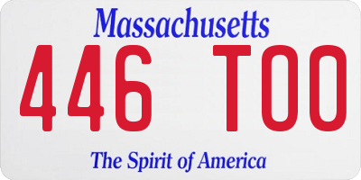MA license plate 446TO0