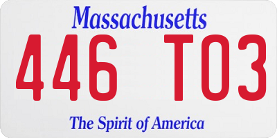 MA license plate 446TO3