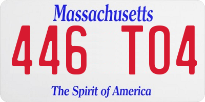 MA license plate 446TO4