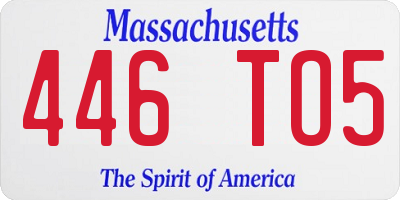 MA license plate 446TO5