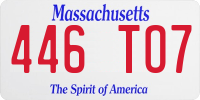 MA license plate 446TO7