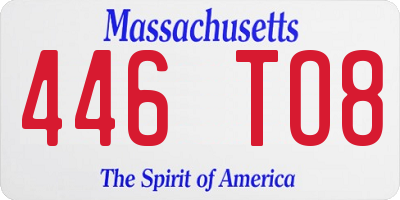 MA license plate 446TO8