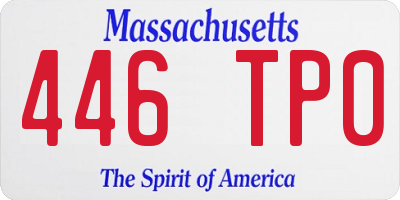 MA license plate 446TP0