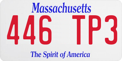 MA license plate 446TP3