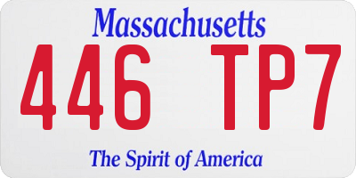 MA license plate 446TP7