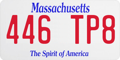 MA license plate 446TP8
