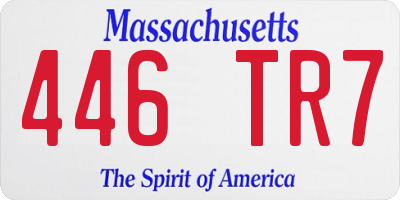 MA license plate 446TR7