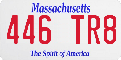 MA license plate 446TR8
