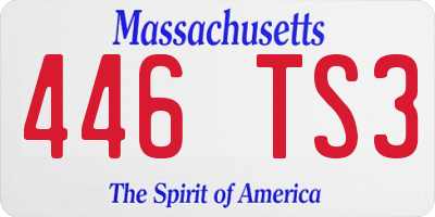 MA license plate 446TS3