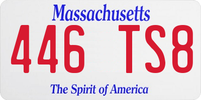 MA license plate 446TS8
