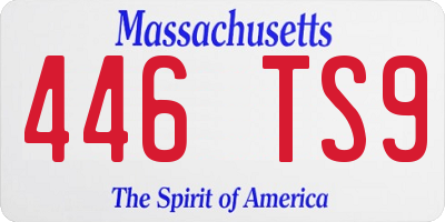 MA license plate 446TS9