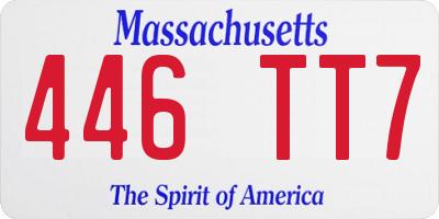 MA license plate 446TT7