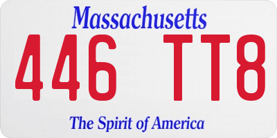 MA license plate 446TT8