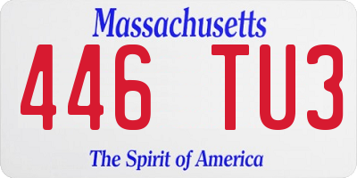MA license plate 446TU3