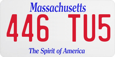 MA license plate 446TU5