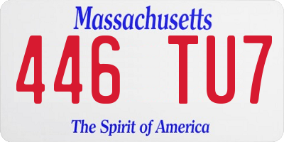 MA license plate 446TU7