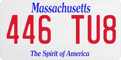 MA license plate 446TU8