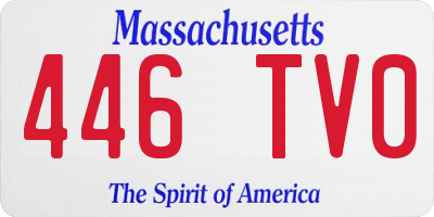 MA license plate 446TV0
