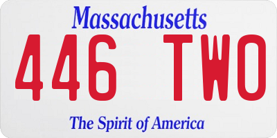 MA license plate 446TW0