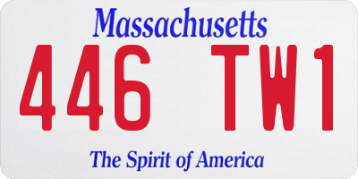 MA license plate 446TW1