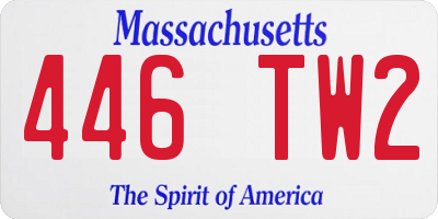 MA license plate 446TW2