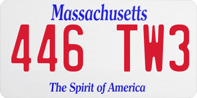 MA license plate 446TW3