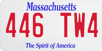 MA license plate 446TW4