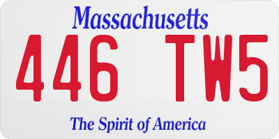 MA license plate 446TW5