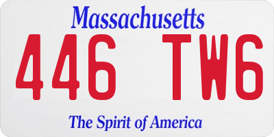 MA license plate 446TW6