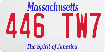 MA license plate 446TW7
