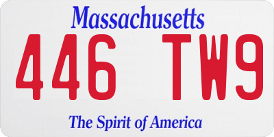 MA license plate 446TW9